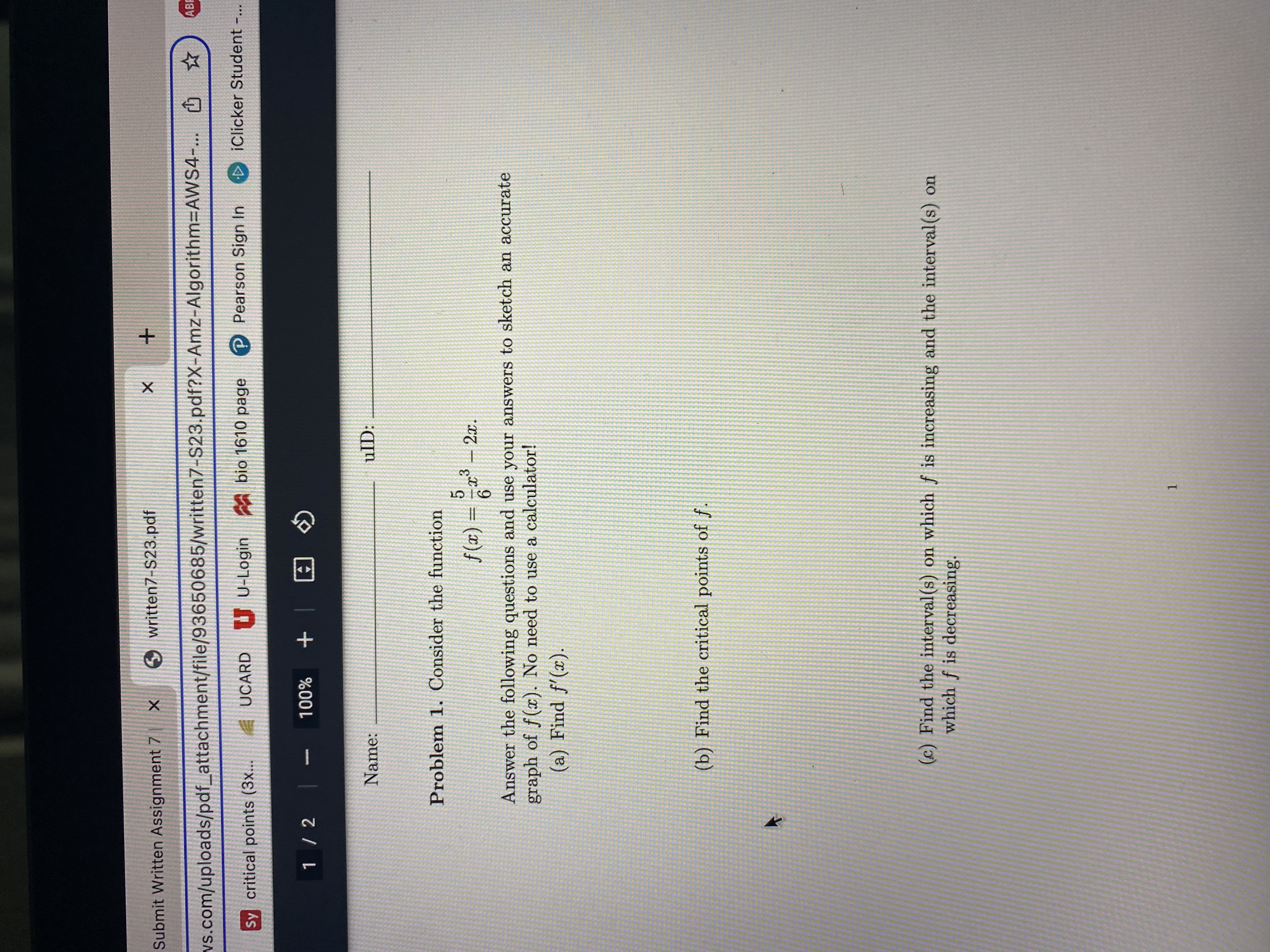 ocs Sy critical points (3x... UCARD U-Login bio 1610 page Pearson Sign