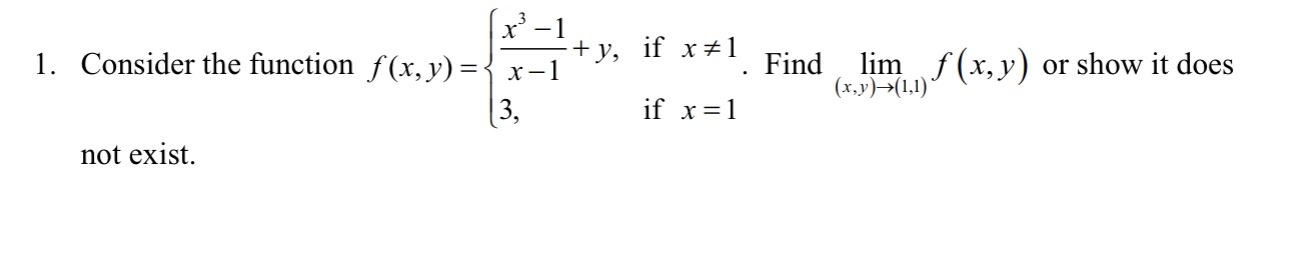 x*1 x-1 . Find lim f (x, y) or show it does