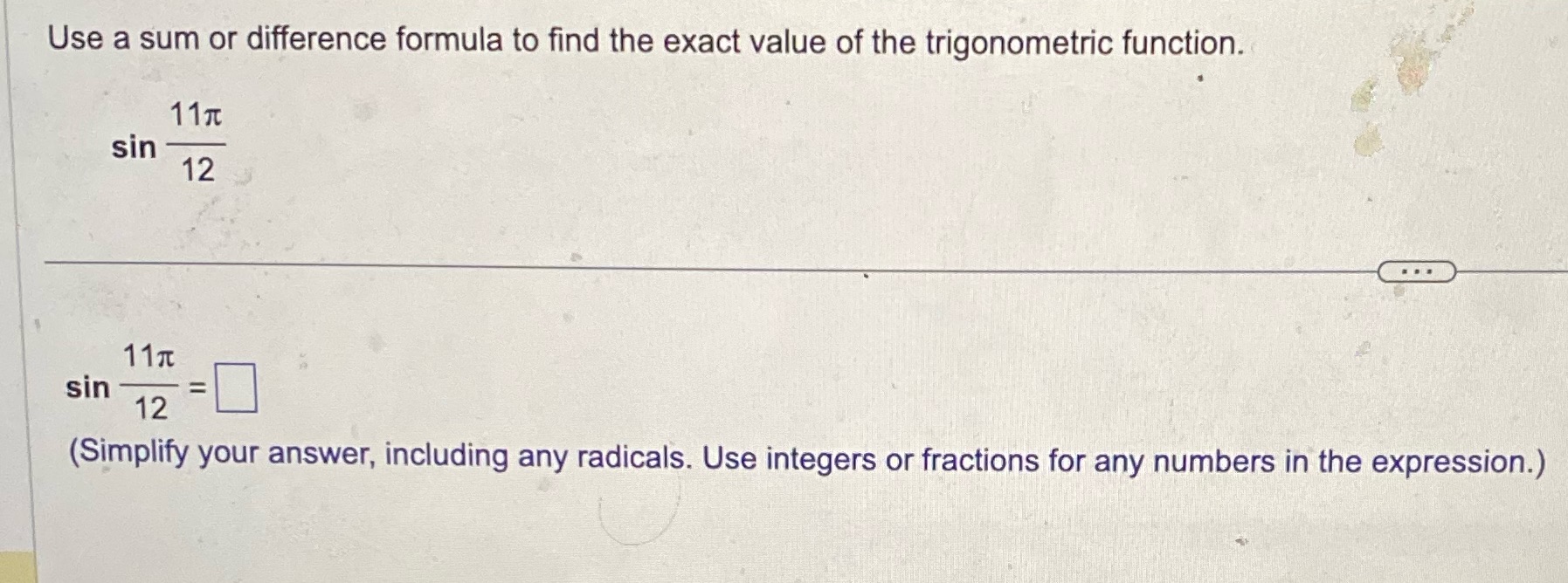 exact value of the trigonometric function. sin 12 .. . sin 12