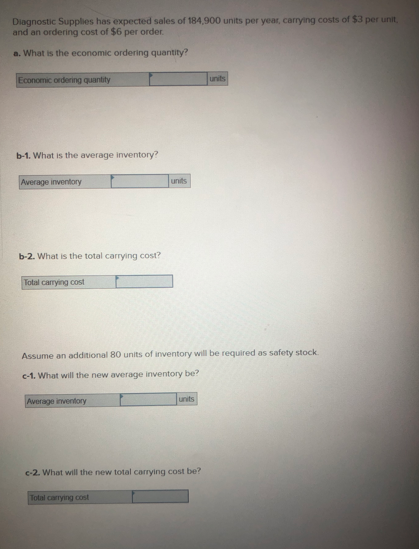 I would like some help with this problem! Diagnostic Supplies has