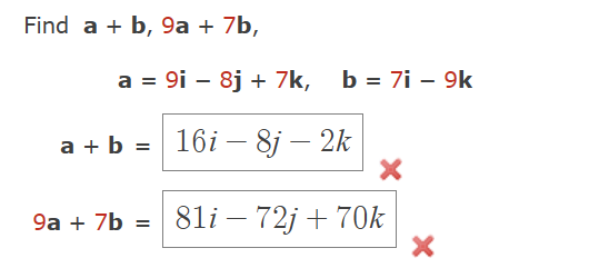 = 2j - k find the following: a) a + b =_____