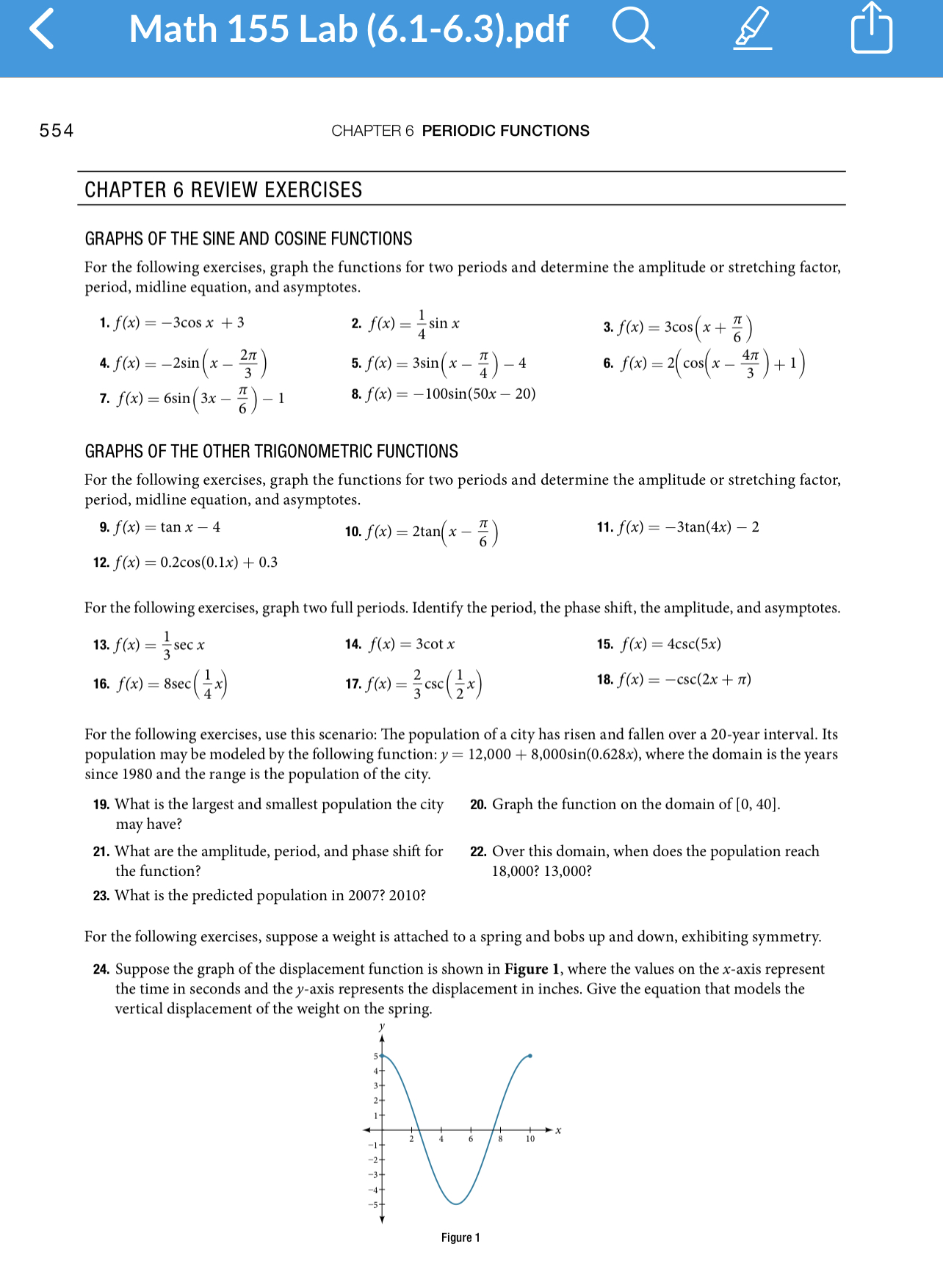 (6.1-6.3).pdf Q 554 CHAPTER 6 PERIODIC FUNCTIONS CHAPTER 6 REVIEW EXERCISES GRAPHS