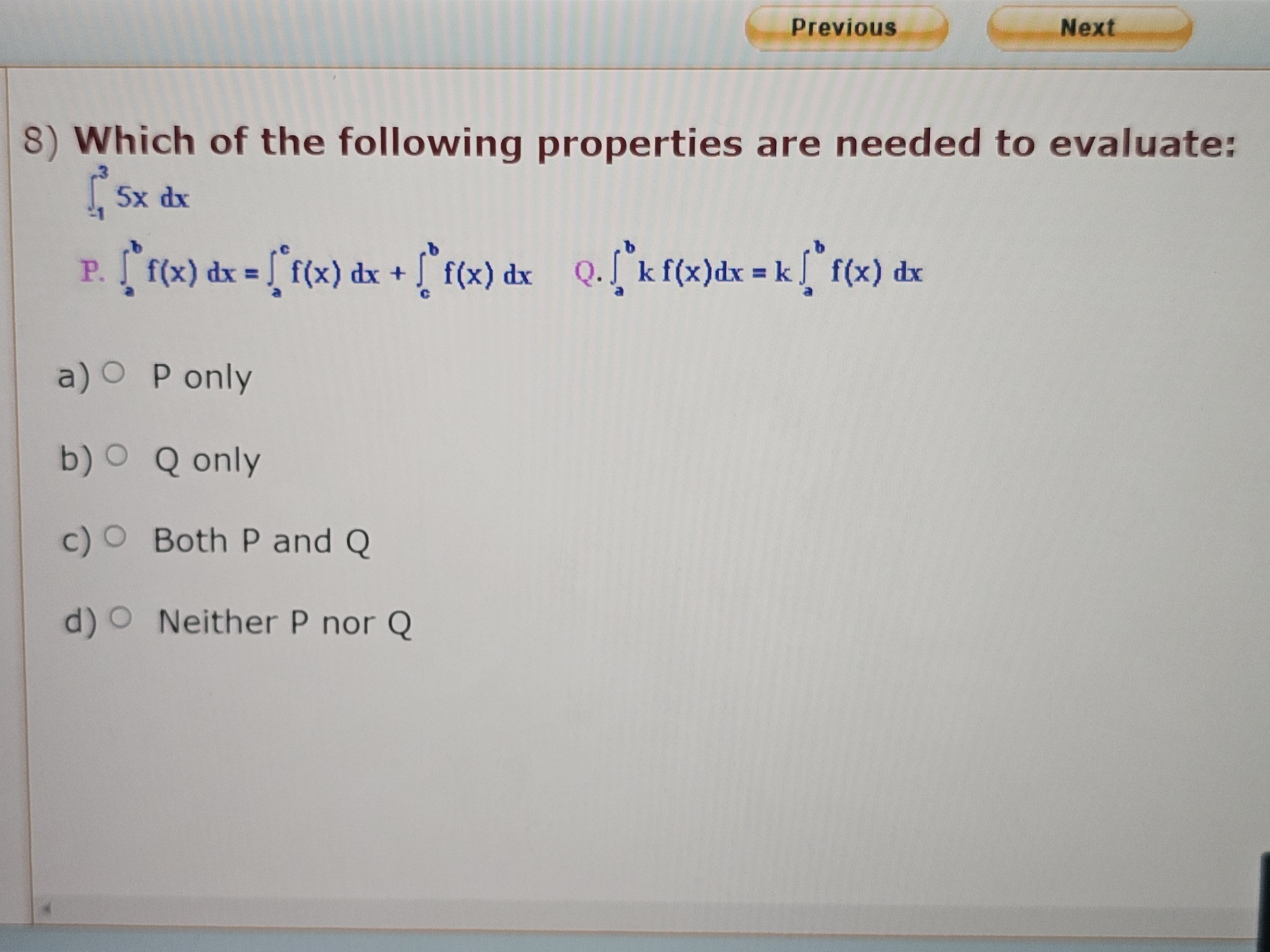 x ) dx + [ ' f( x) dx Q. [ k