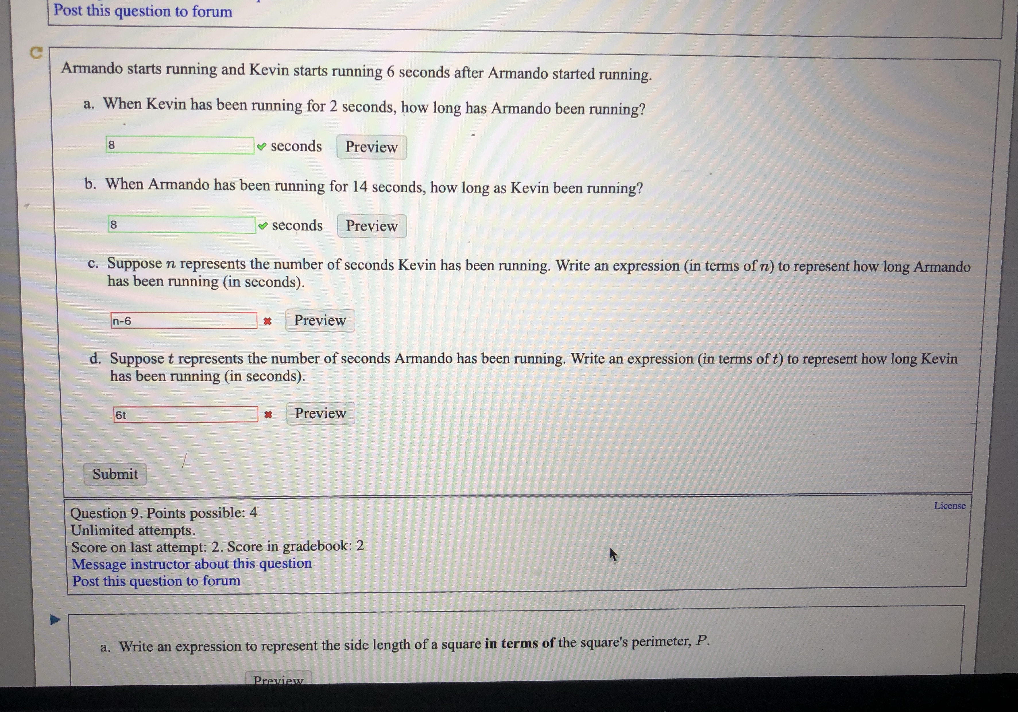 Answer Post this question to forum C Armando starts running and