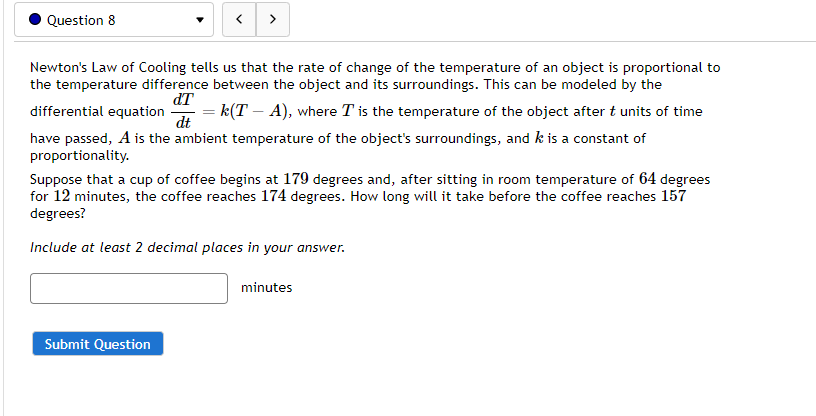2670? Submit Question\f. Question I5 ? If a cup of coffee has