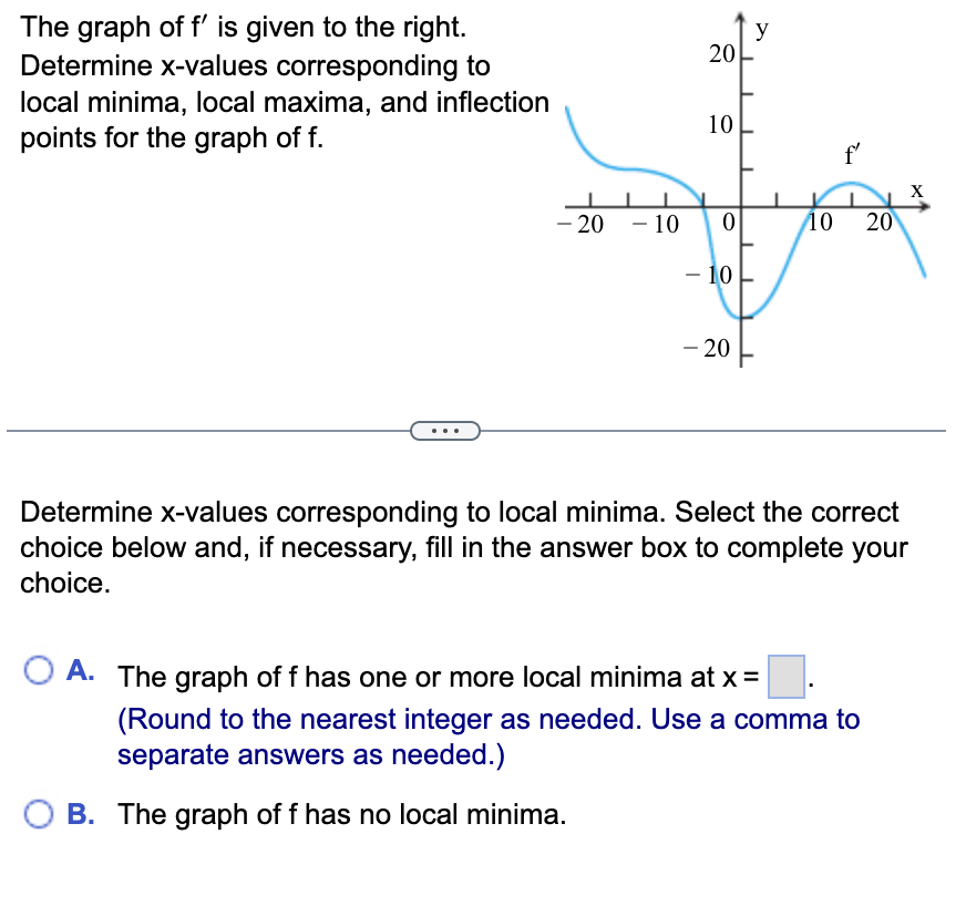 first derivative of a continuous function y =f(x) is given. Find y\"
