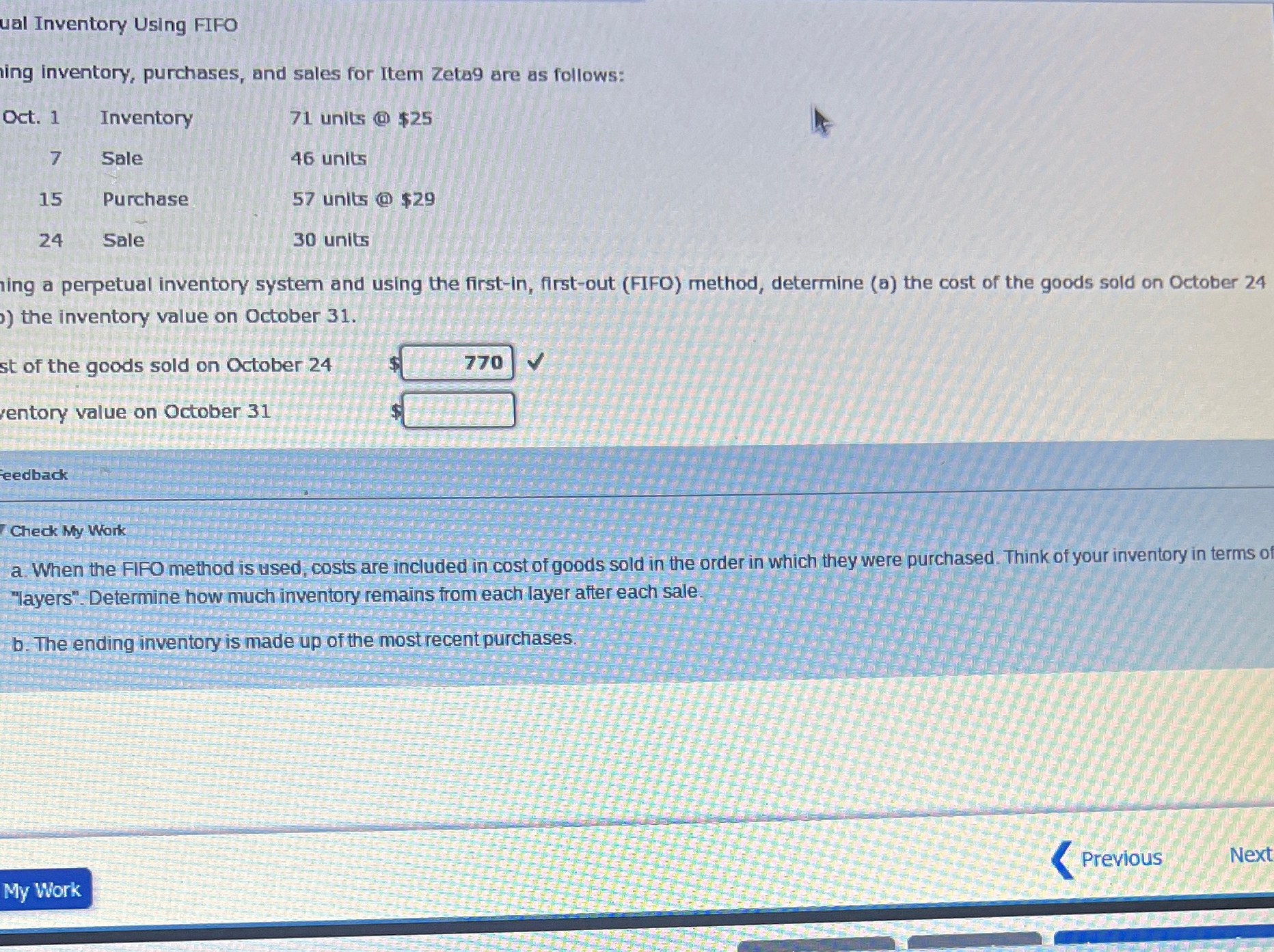 ual Inventory Using FIFO ing inventory, purchases, and sales for Item