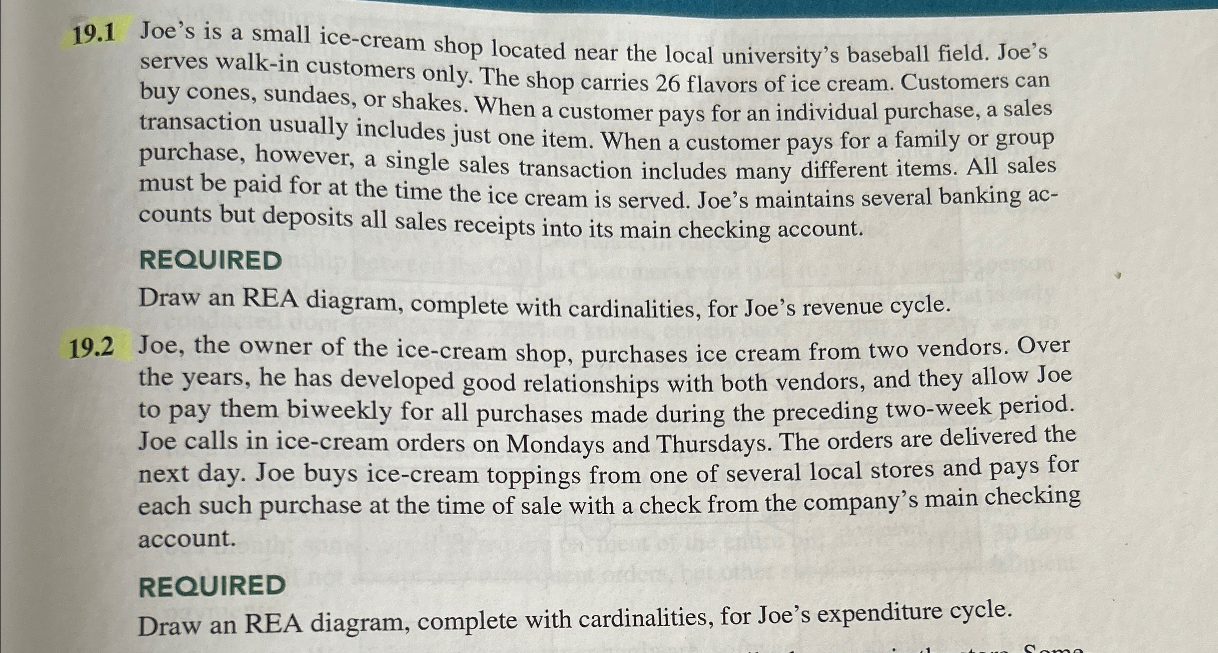  19.1 Joe's is a small ice-cream shop located near the local