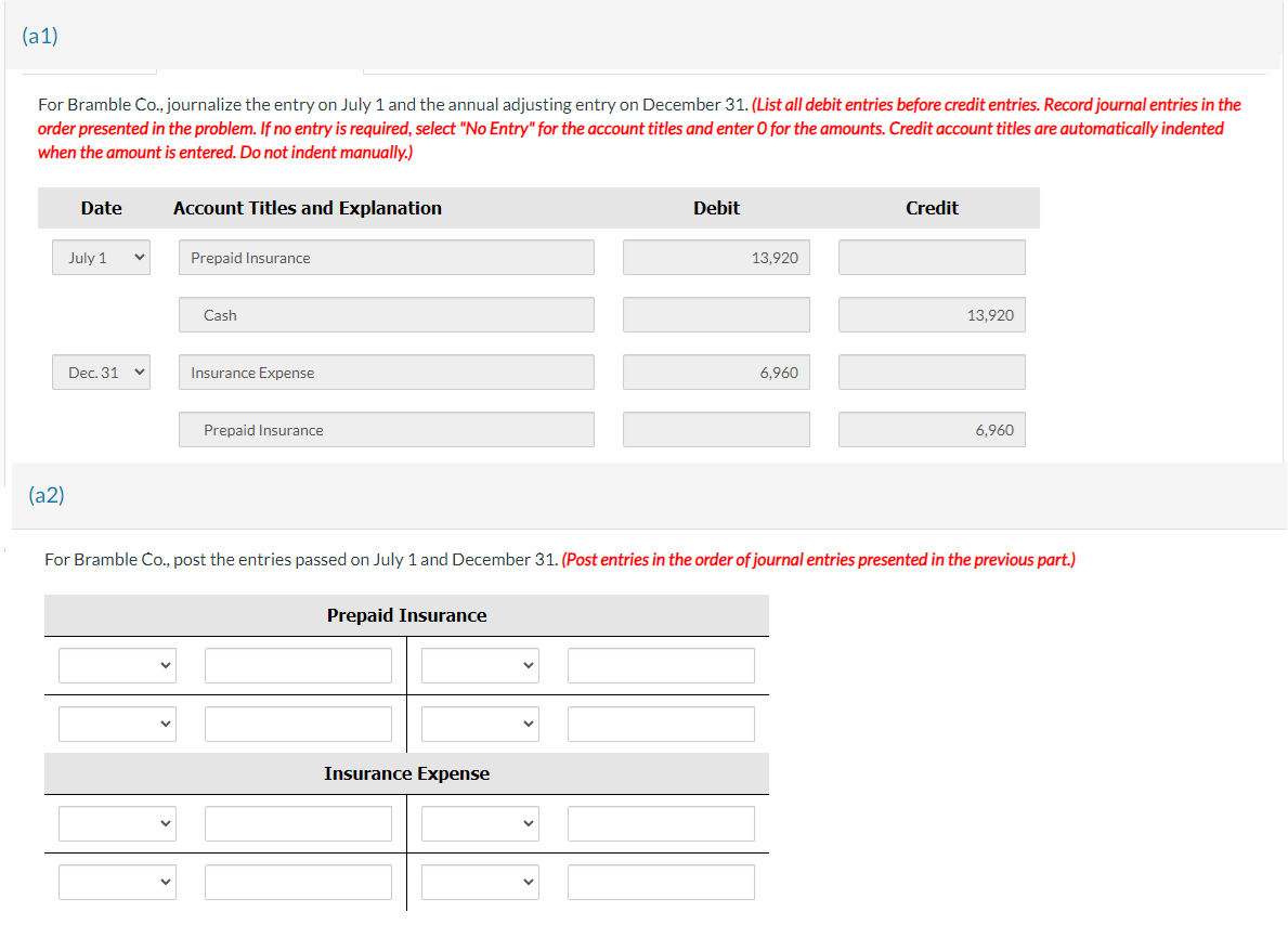 the annual adjusting entry on December 31.(List all debit entries before credit
