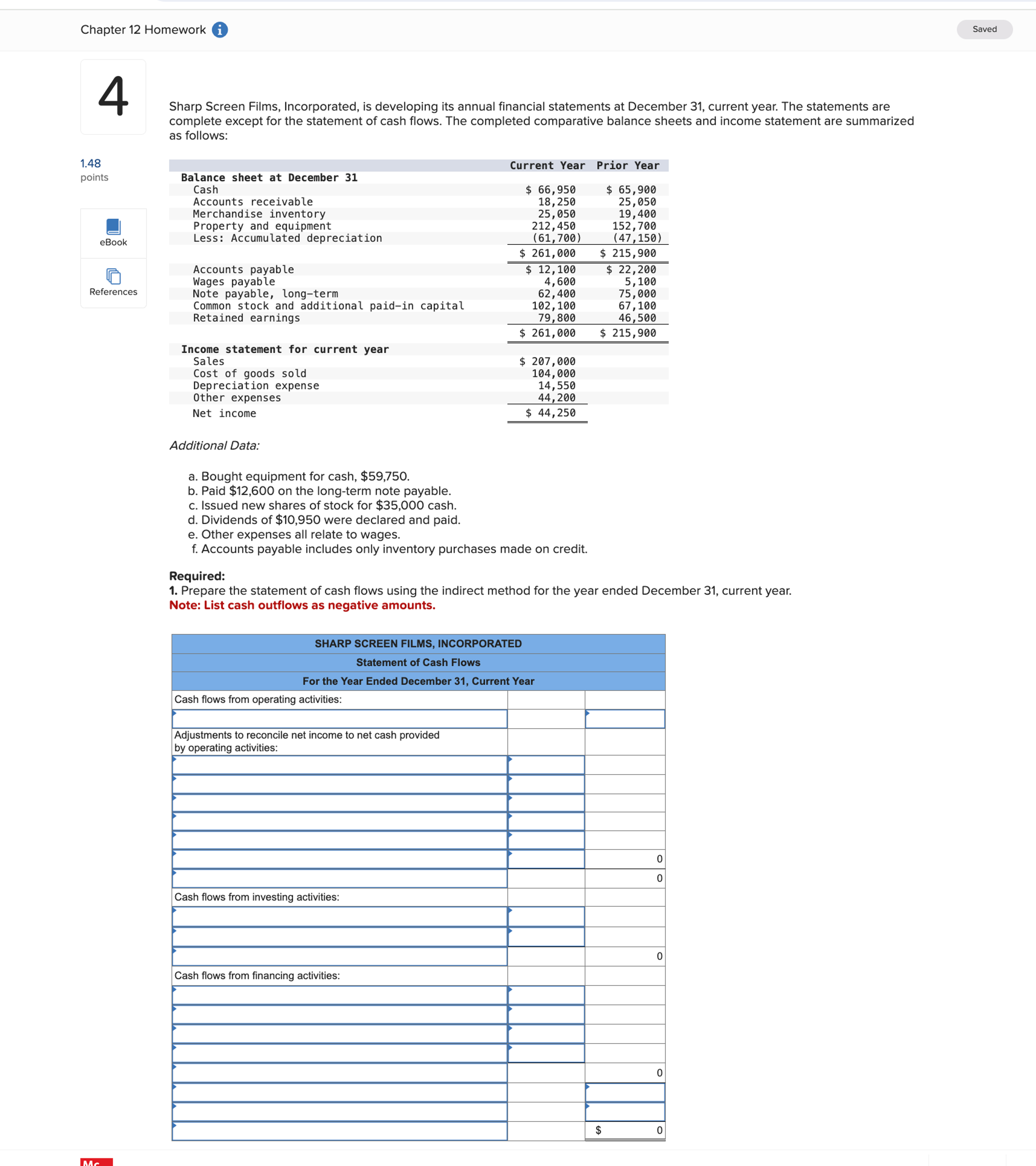 its annual financial statements at December 31, current year. The statements are