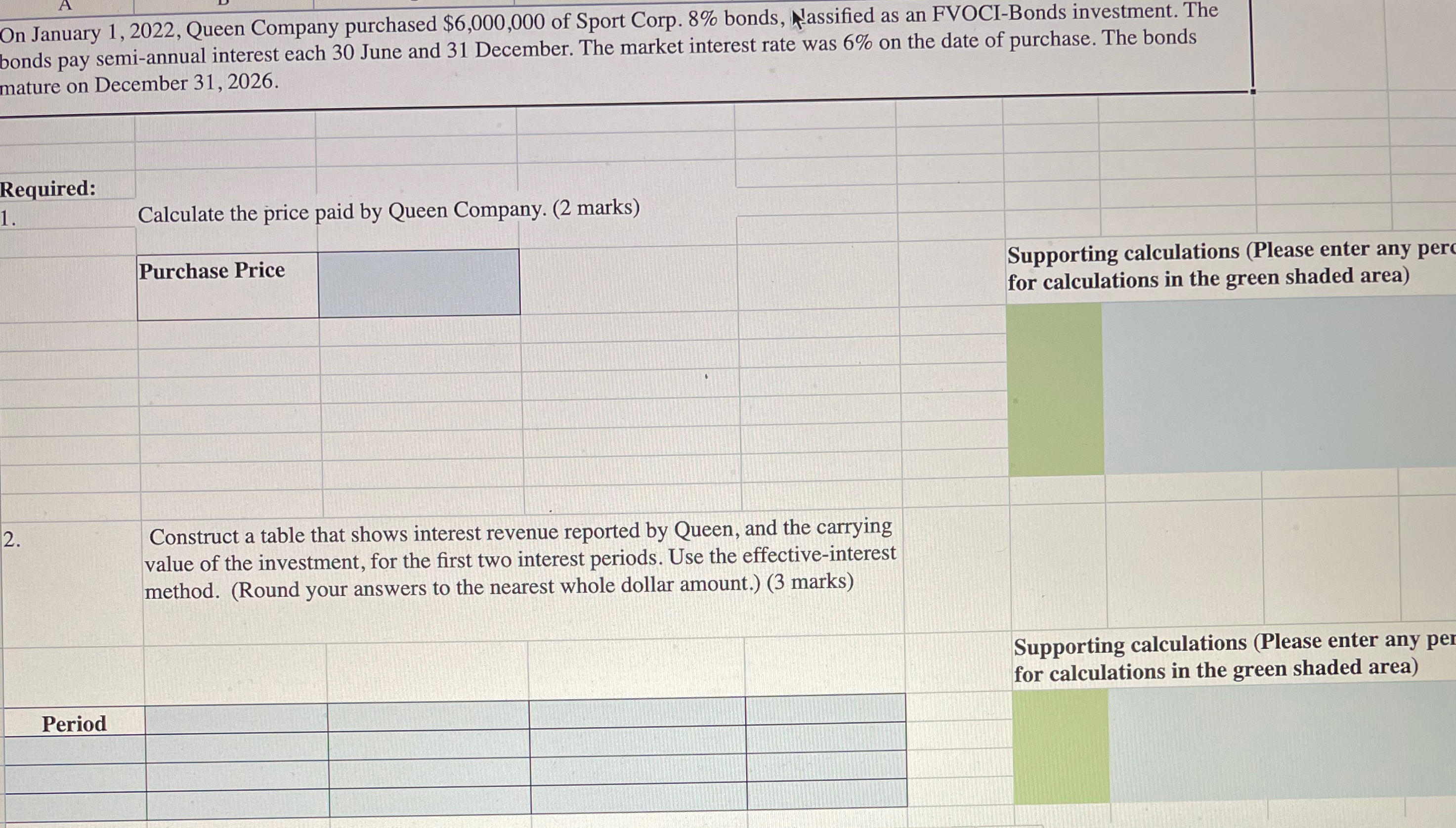 On January 1,2022, Queen Company purchased $6,000,000 of Sport Corp. 8%