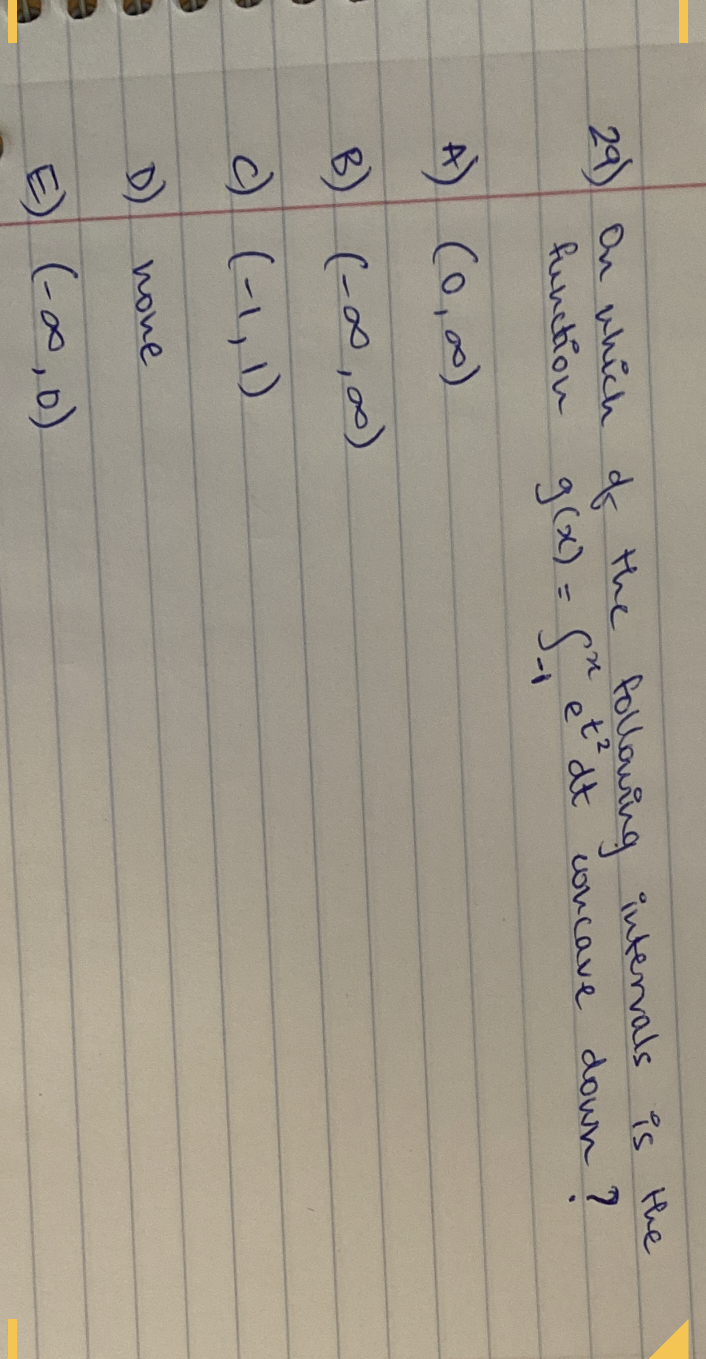 9) On which off the following intervals is the function g