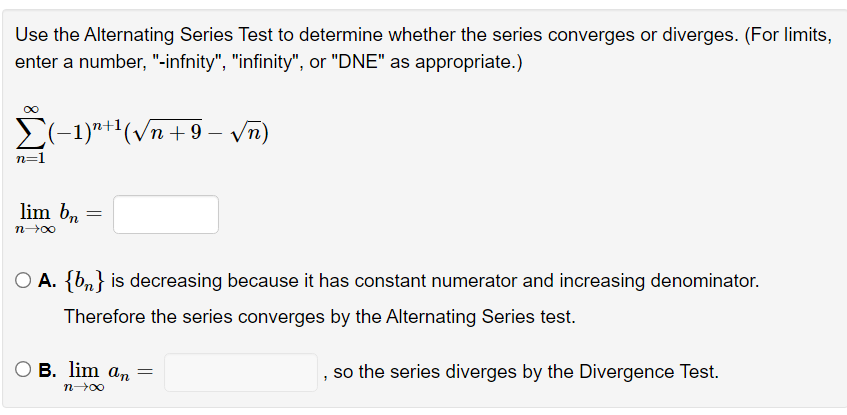 enter a number, "-infnitv , infinity", or "DNE" as appropriate.) 00 (1)\"+1(V'n