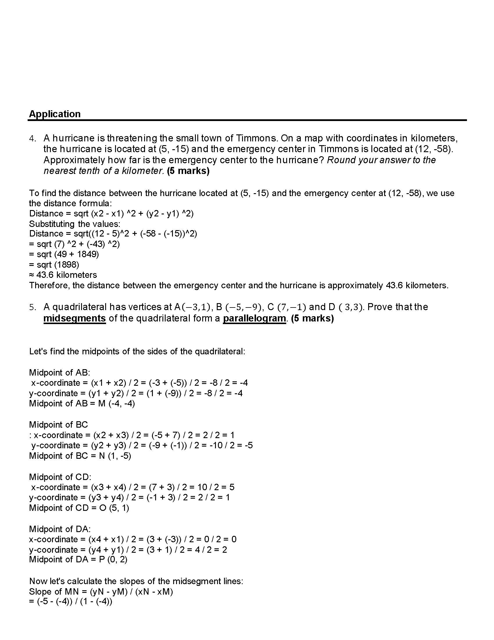 marks) To find the midpoint of a line segment AB with coordinates