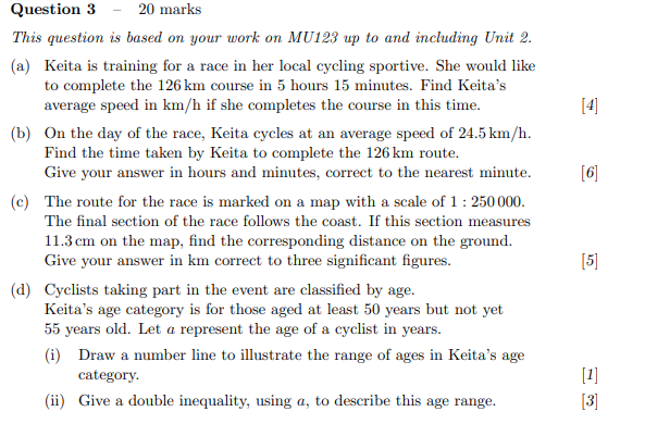 work on MU123 up to and including Unit 2. (a) Keita is