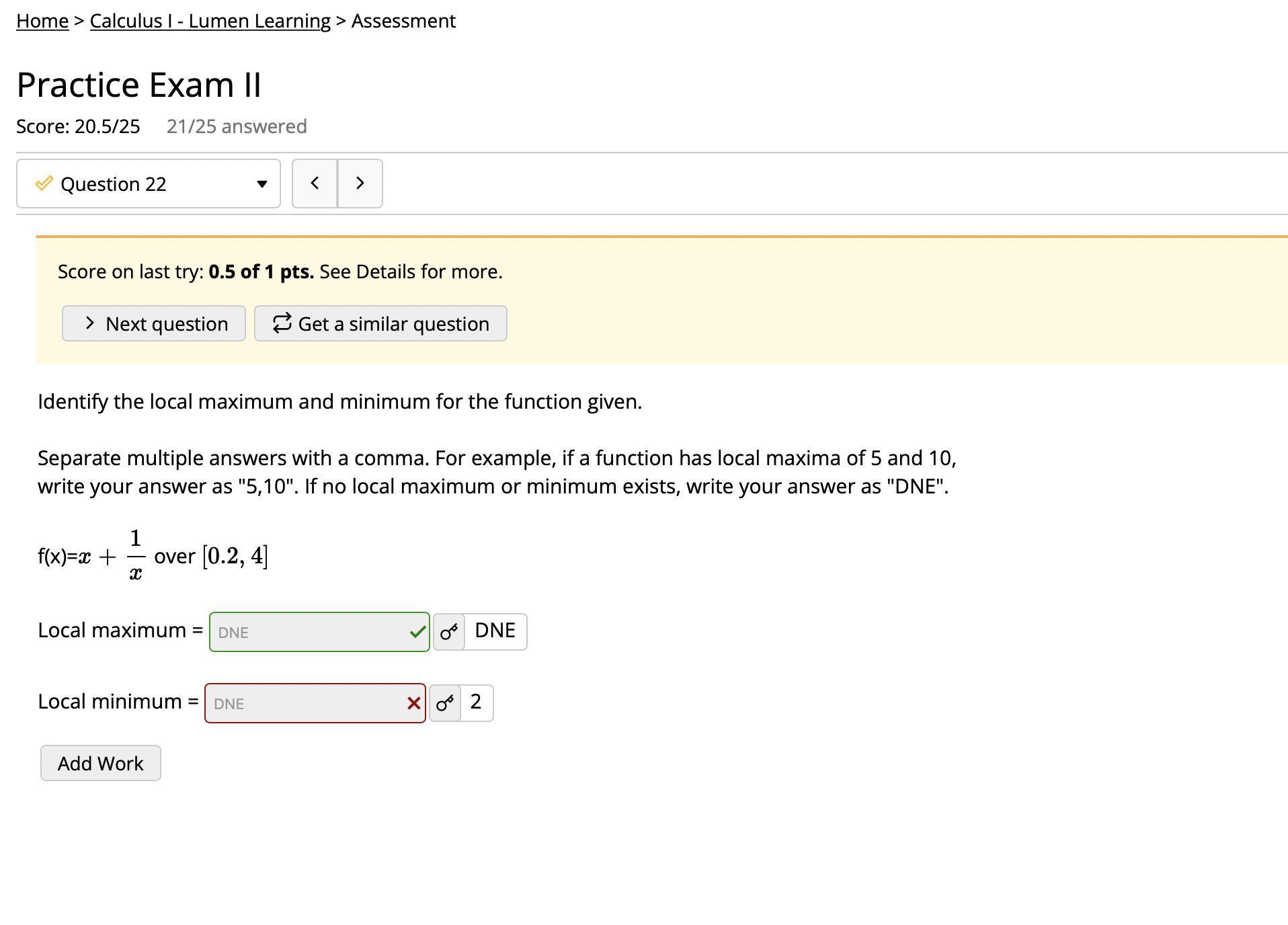  Home > Calculus I - Lumen Learning > Assessment Practice Exam