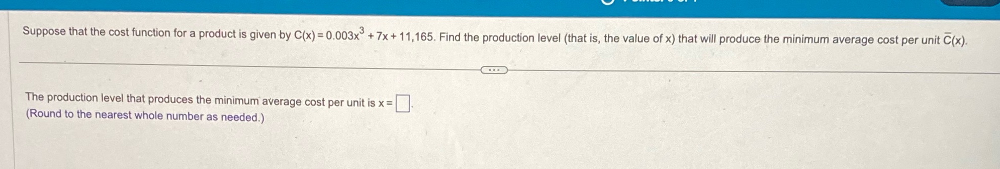Suppose that the cost function for a product is given by