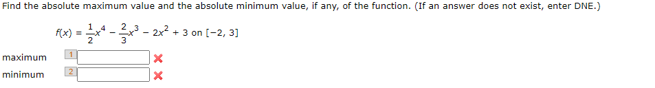 any, of the function. (If an answer does not exist, enter DNE.)