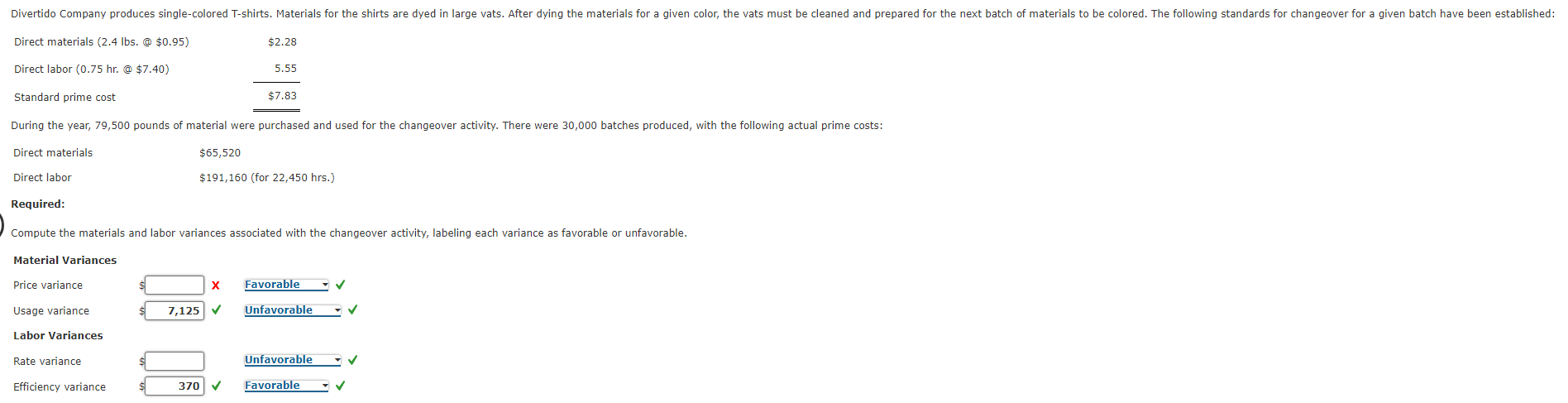 for the changeover activity. There were 30,000 batches produced, with the following