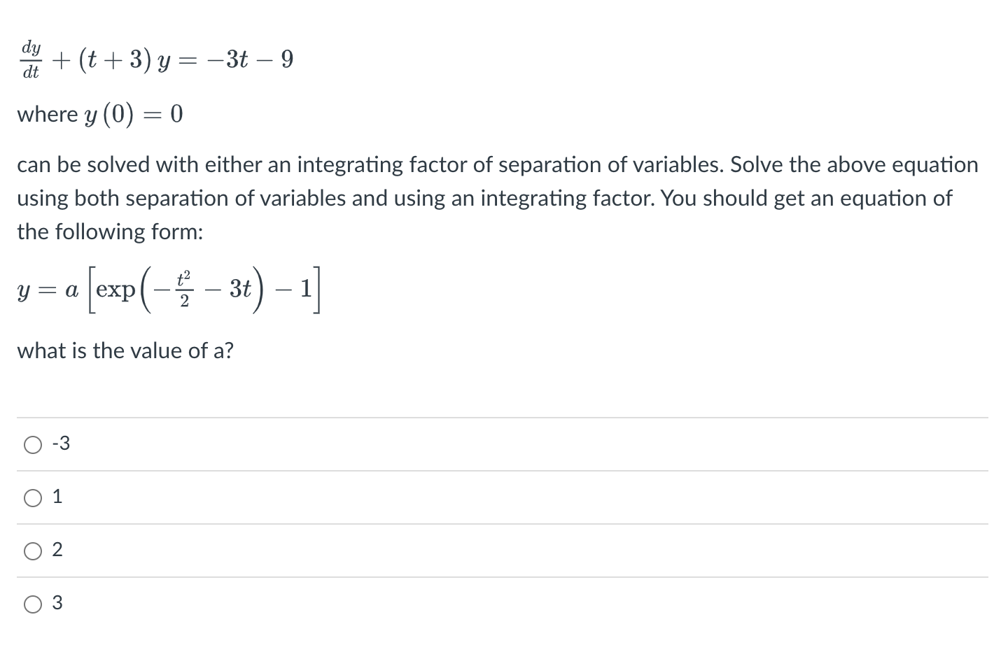 factor of separation of variables. Solve the above equation using both separation