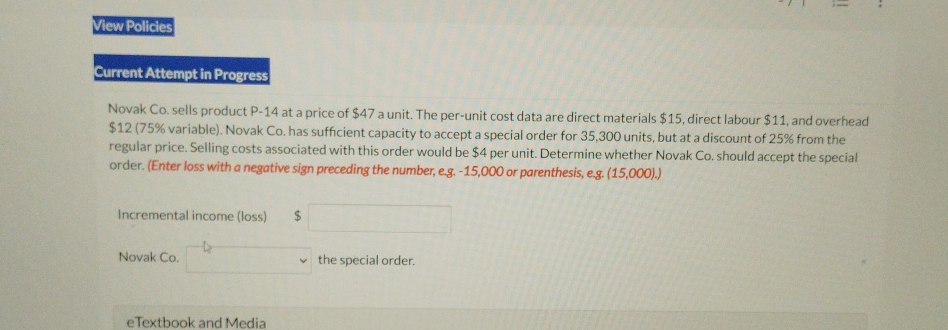 price of $47 a unit. The per-unit cost data are direct materials