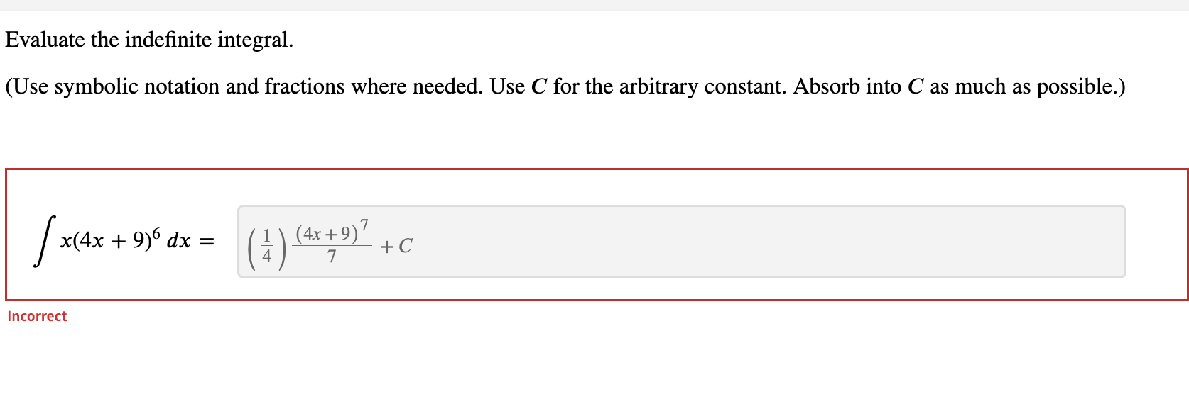 in terms of u: (1 + 1+ 20u e" du IncorrectEvaluate the