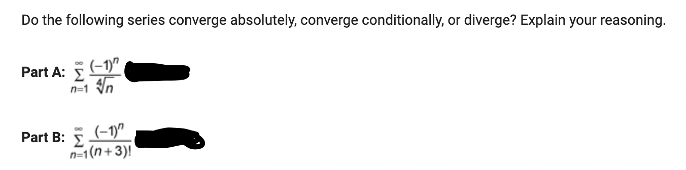 E 8 converges or diverges. State the conditions used for determining convergence