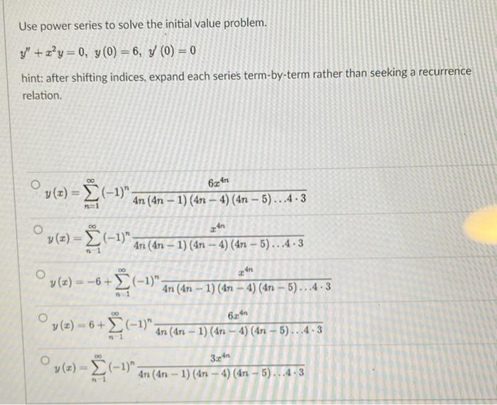  Use power series to solve the initial value problem. y' +