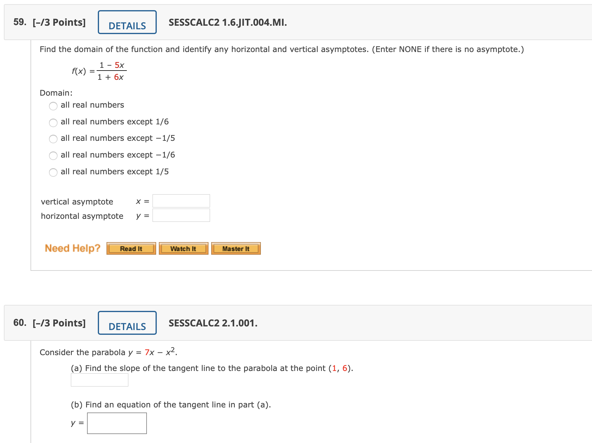 X- 9 (e) f(9 )46. [4/6 Points] DETAILS PREVIOUS ANSWERS SESSCALC2 1.5.039.