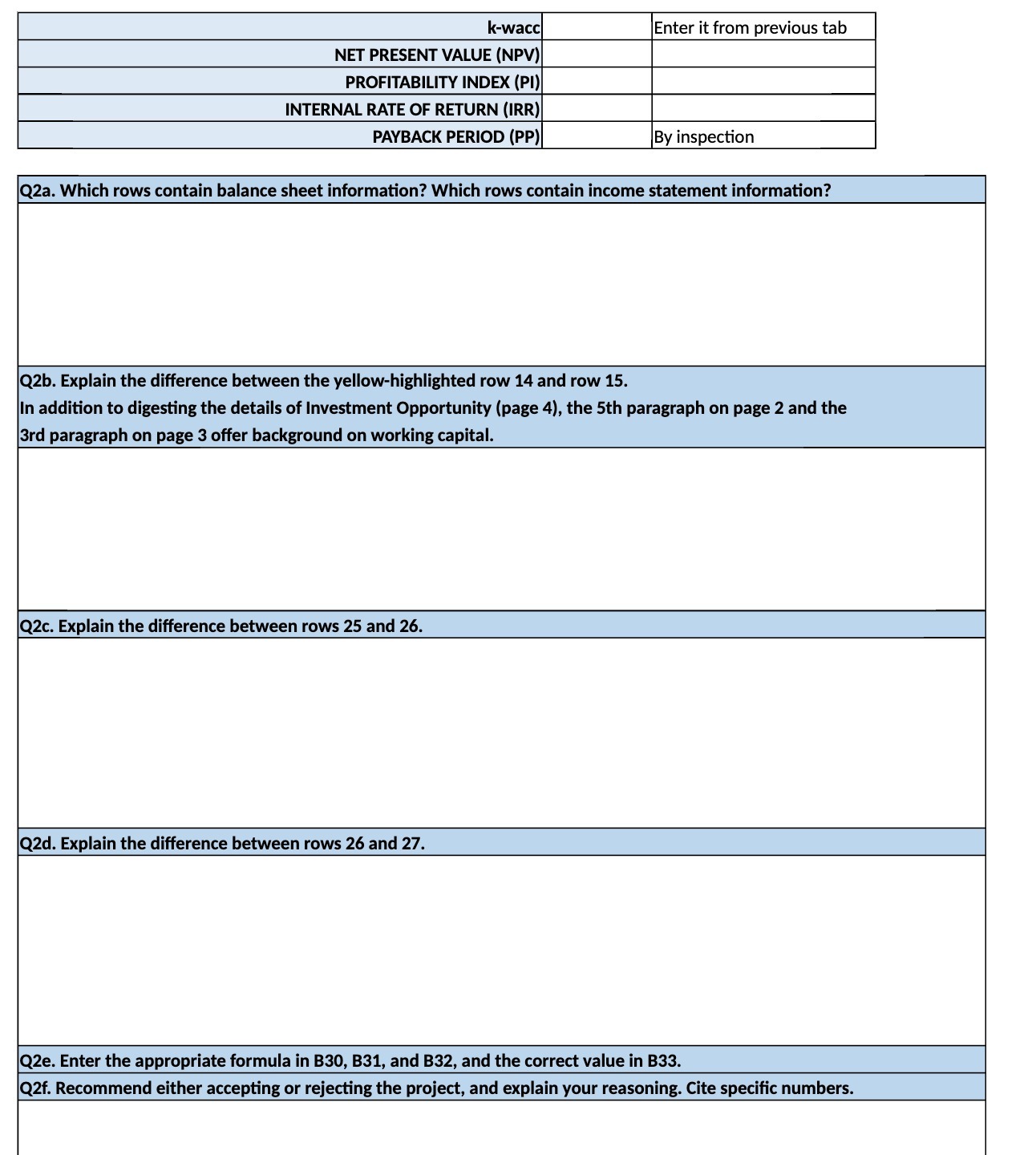 INDEX (PI) INTERNAL RATE OF RETURN (IRR PAYBACK PERIOD (PP) By inspection