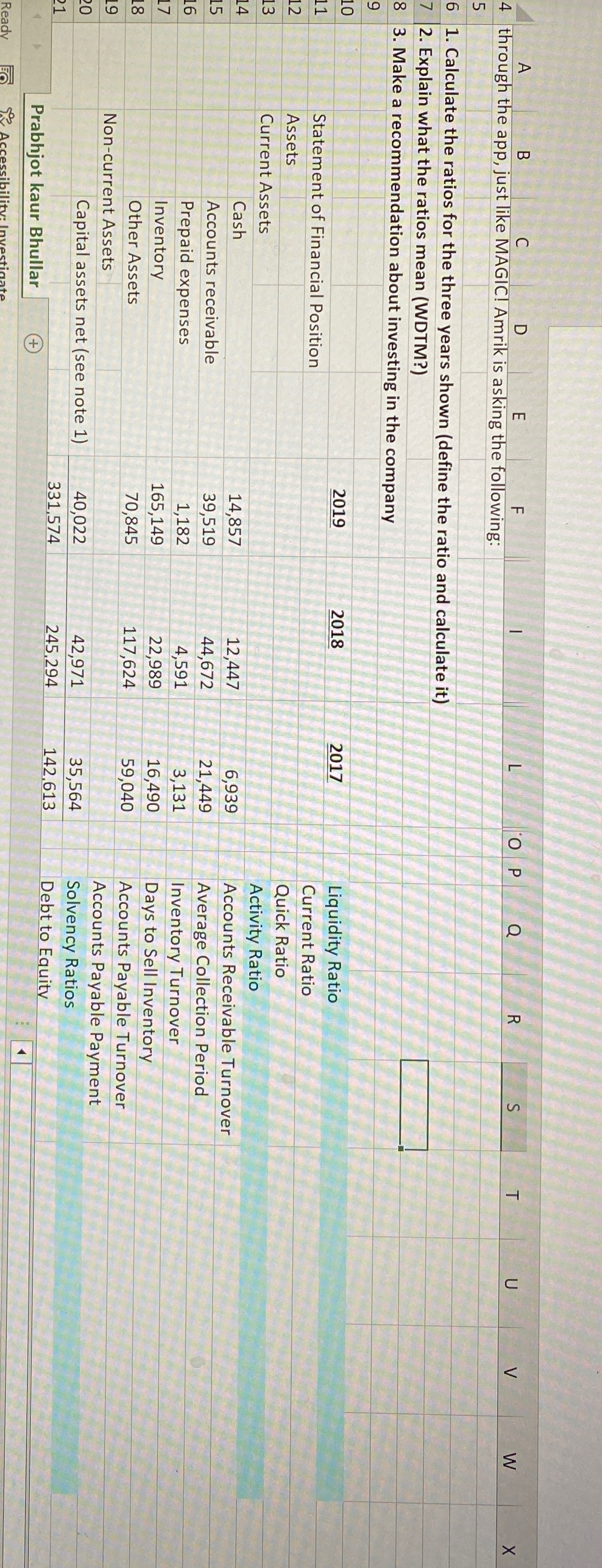 Calculate the ratios for the three years shown (define the ratio and