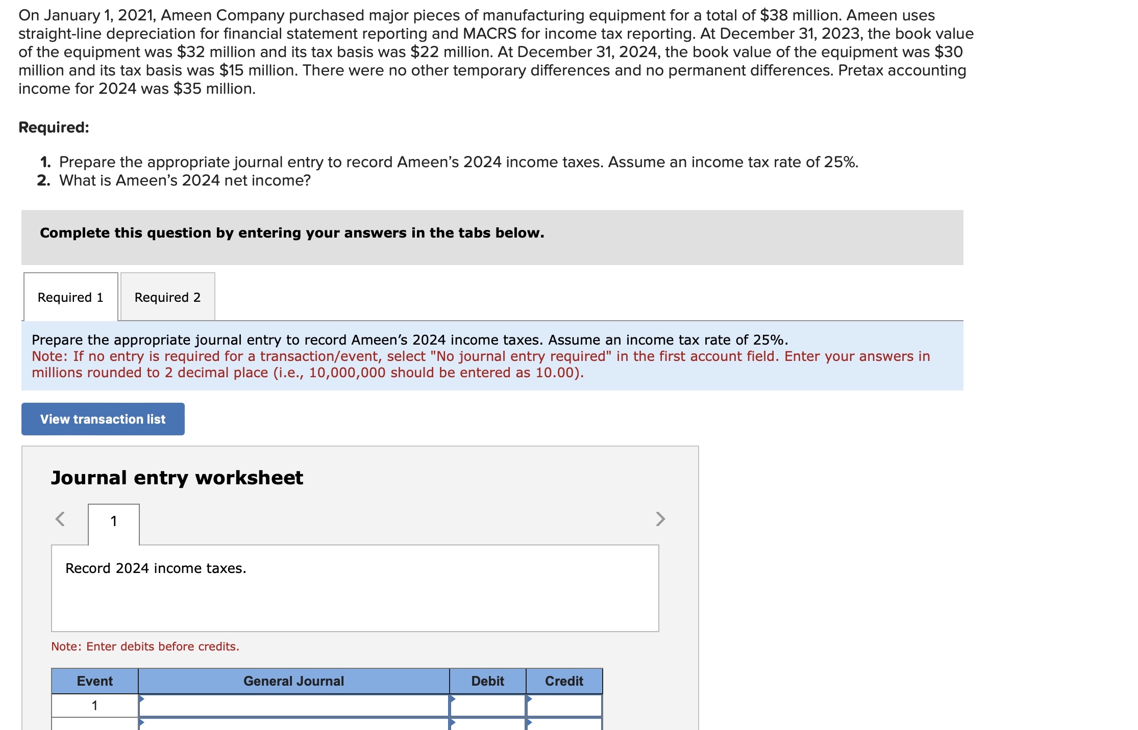  On January 1,2021, Ameen Company purchased major pieces of manufacturing equipment
