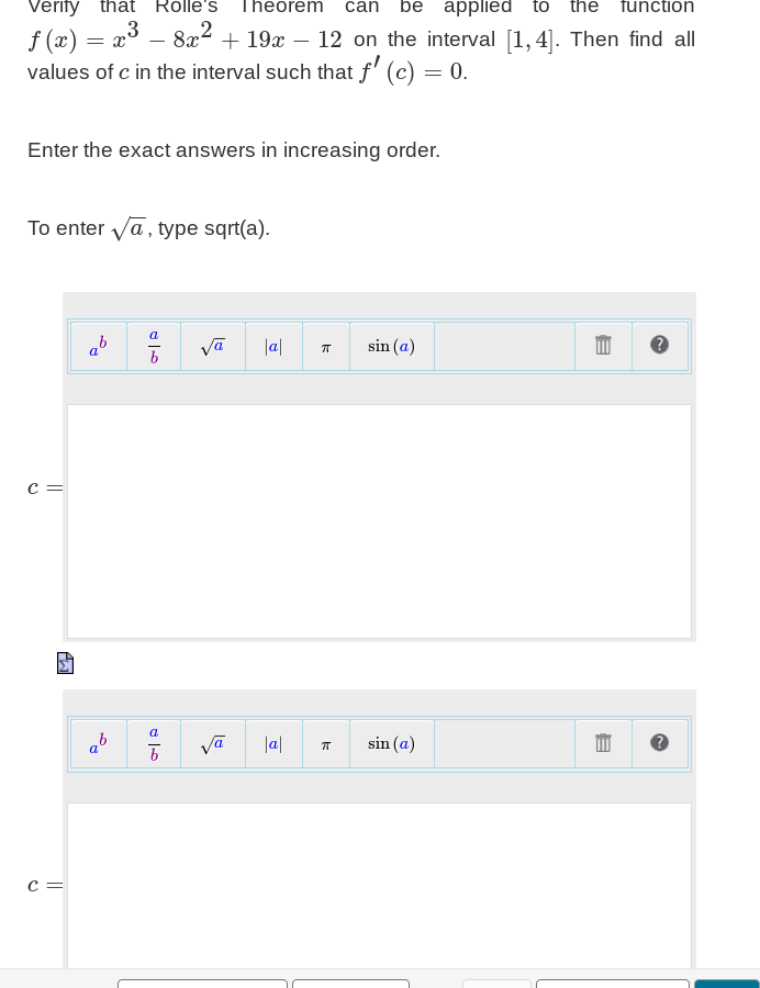  Verify that Rolle's Theorem can be applied to the function f