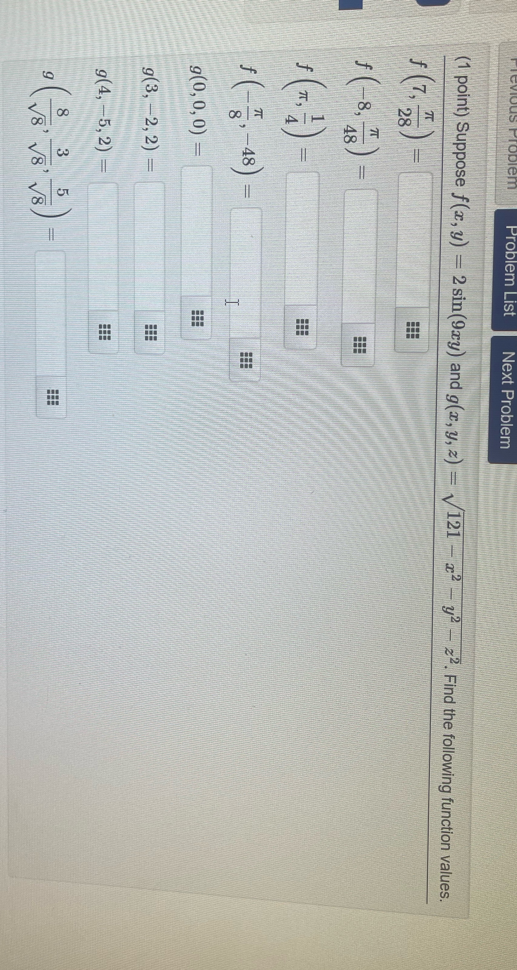  Problem List Next Problem (1 point) Suppose f(x, y) - 2