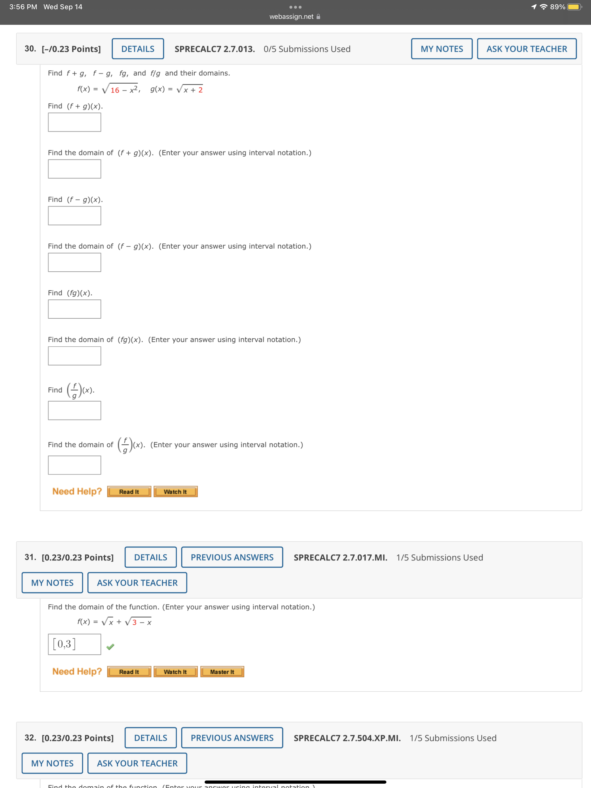 Need Help? Read it Watch It Master it 36. [-/0.23 Points] DETAILS