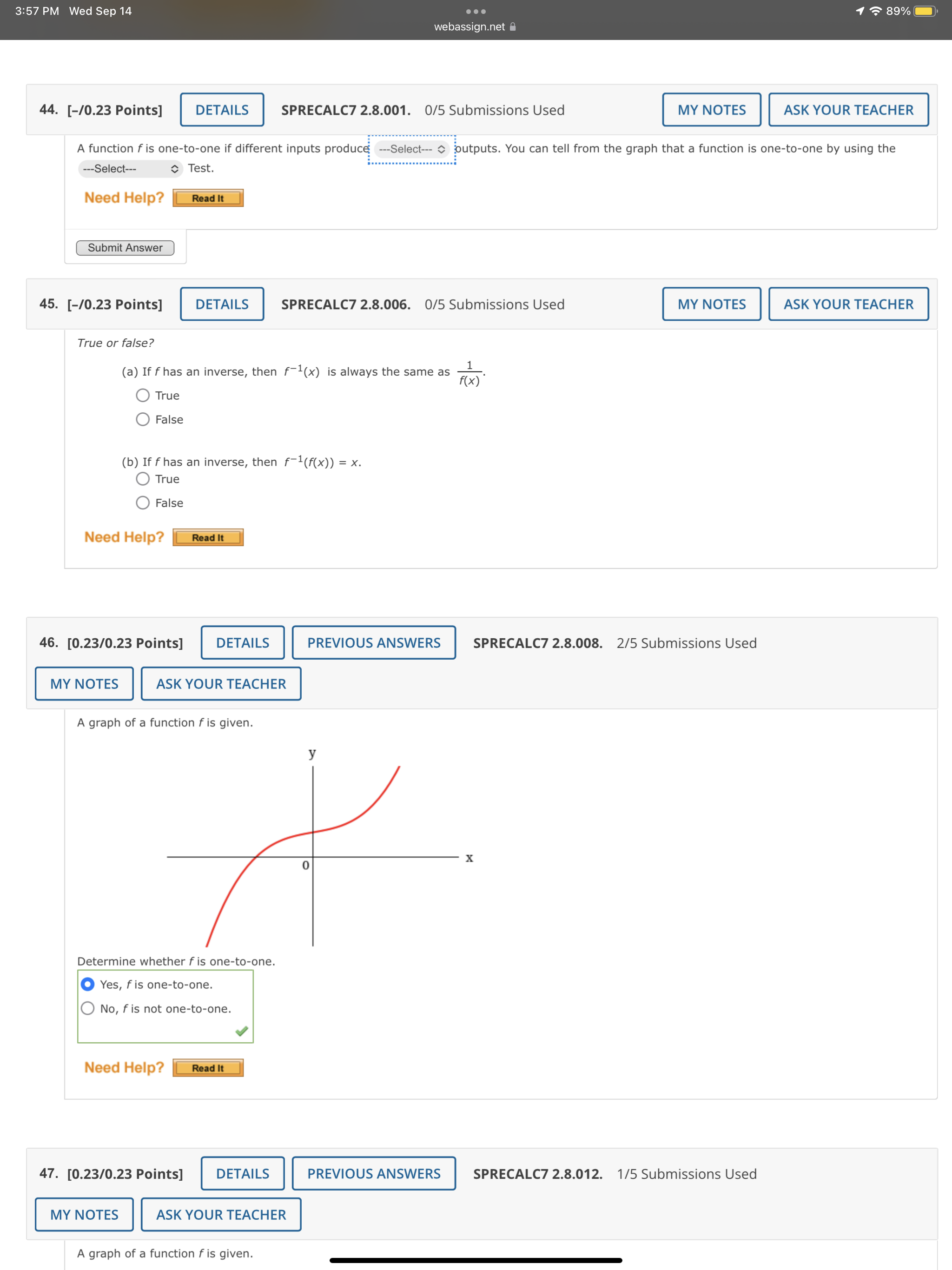 + 8 Need Help? 12. [-/0.23 Points] DETAILS SPRECALC7 2.6.034. 0/5 Submissions