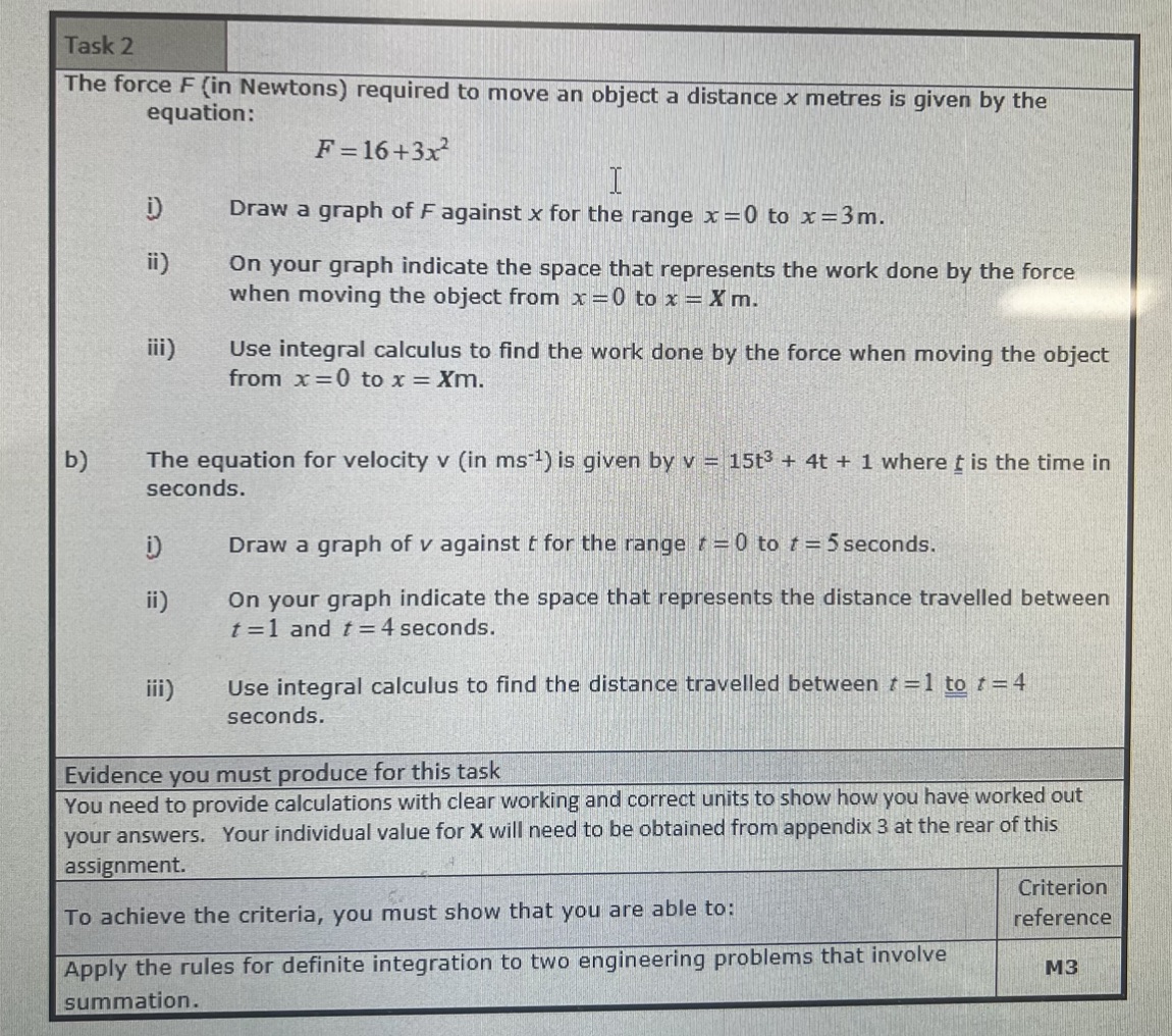 to move an object a distance x metres is given by the