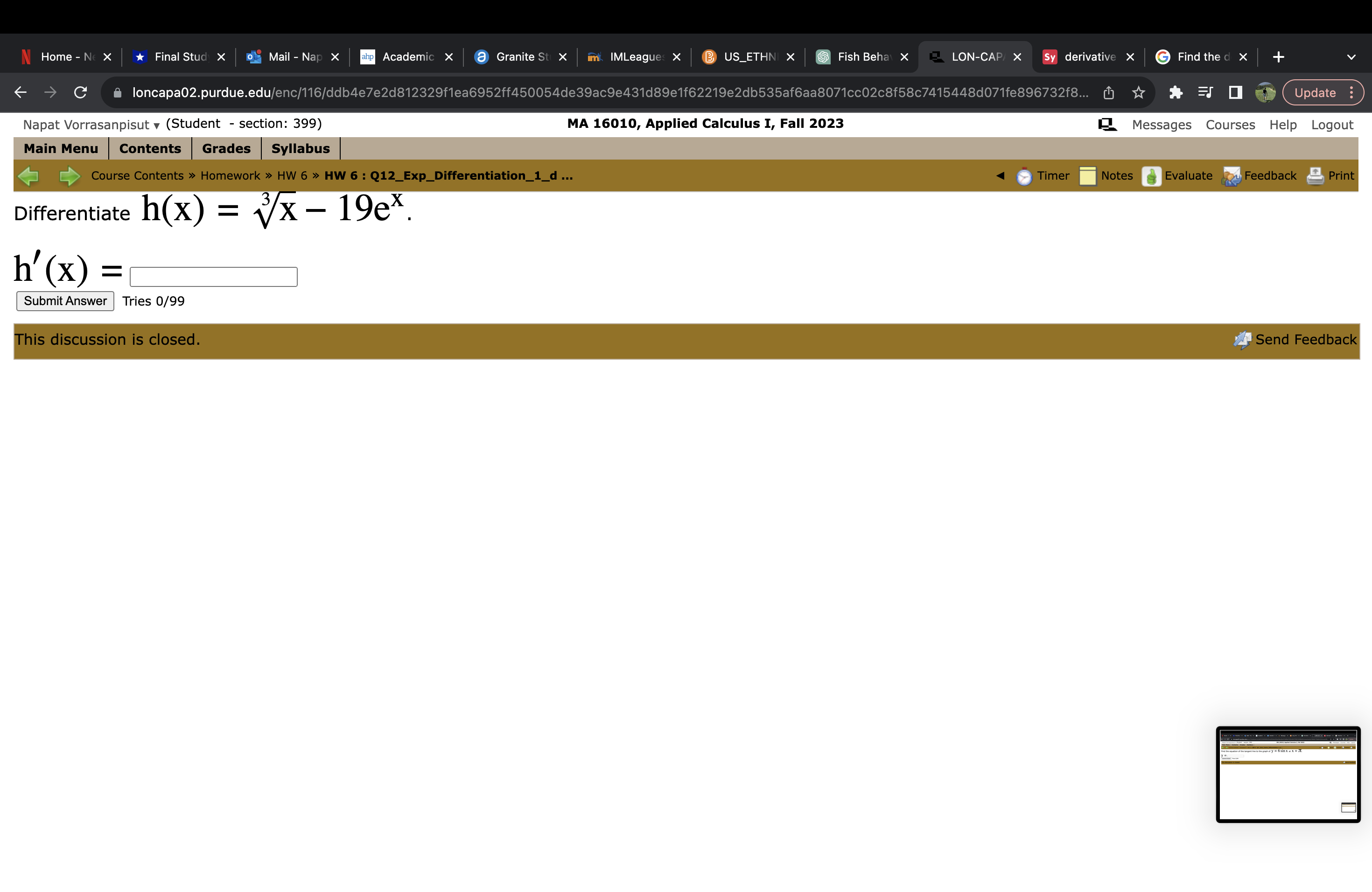 LON-CAP/ X Sy derivative X G Find the d X C loncapa02.purdue.edu/enc/104/ddb4e7e2d812329f27603697ed54af3de39ac9e431d89e1fec1df1ege0951e20355a7d5f605c9f0406be9586cacf2c69a95...