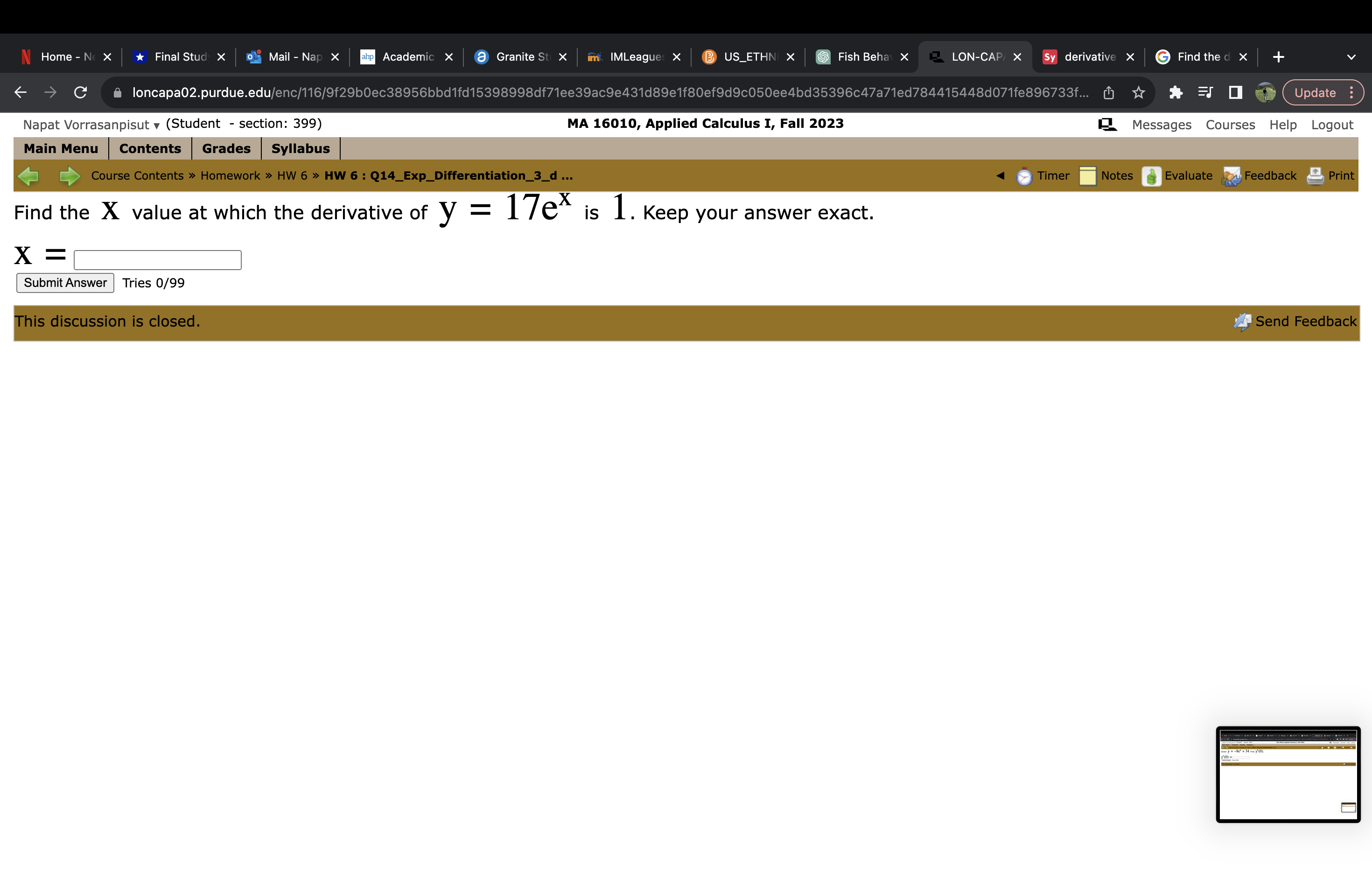 Calculus I, Fall 2023 Messages Courses Help Logout Main Menu Contents Grades