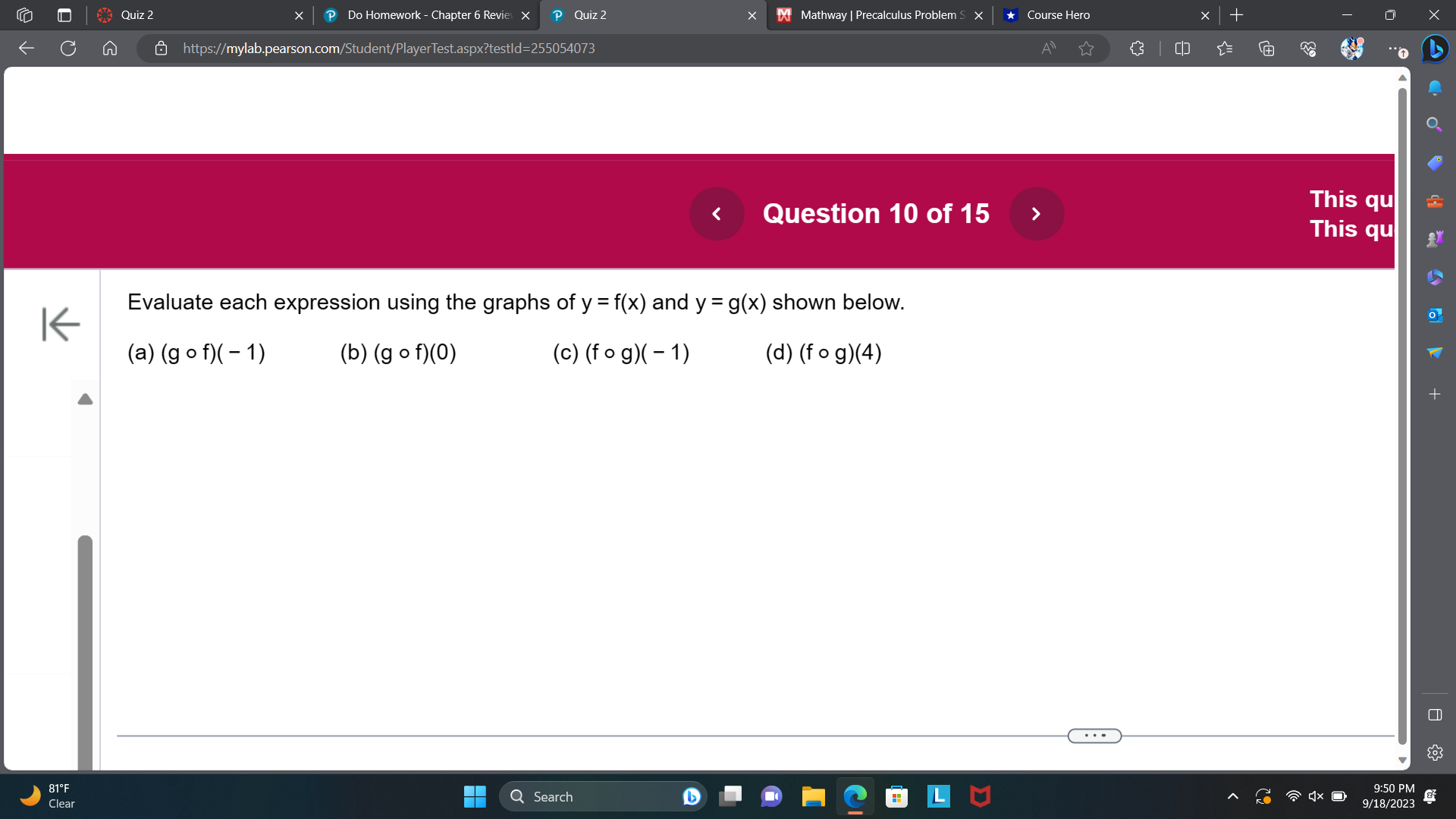 X G & https://mylab.pearson.com/Student/PlayerTest.aspx?testld=255054073
