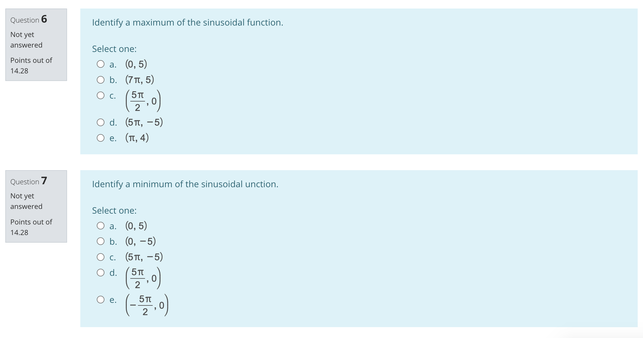 _5TT 2, 0Question 4 Find all the zeroes of the cosine function