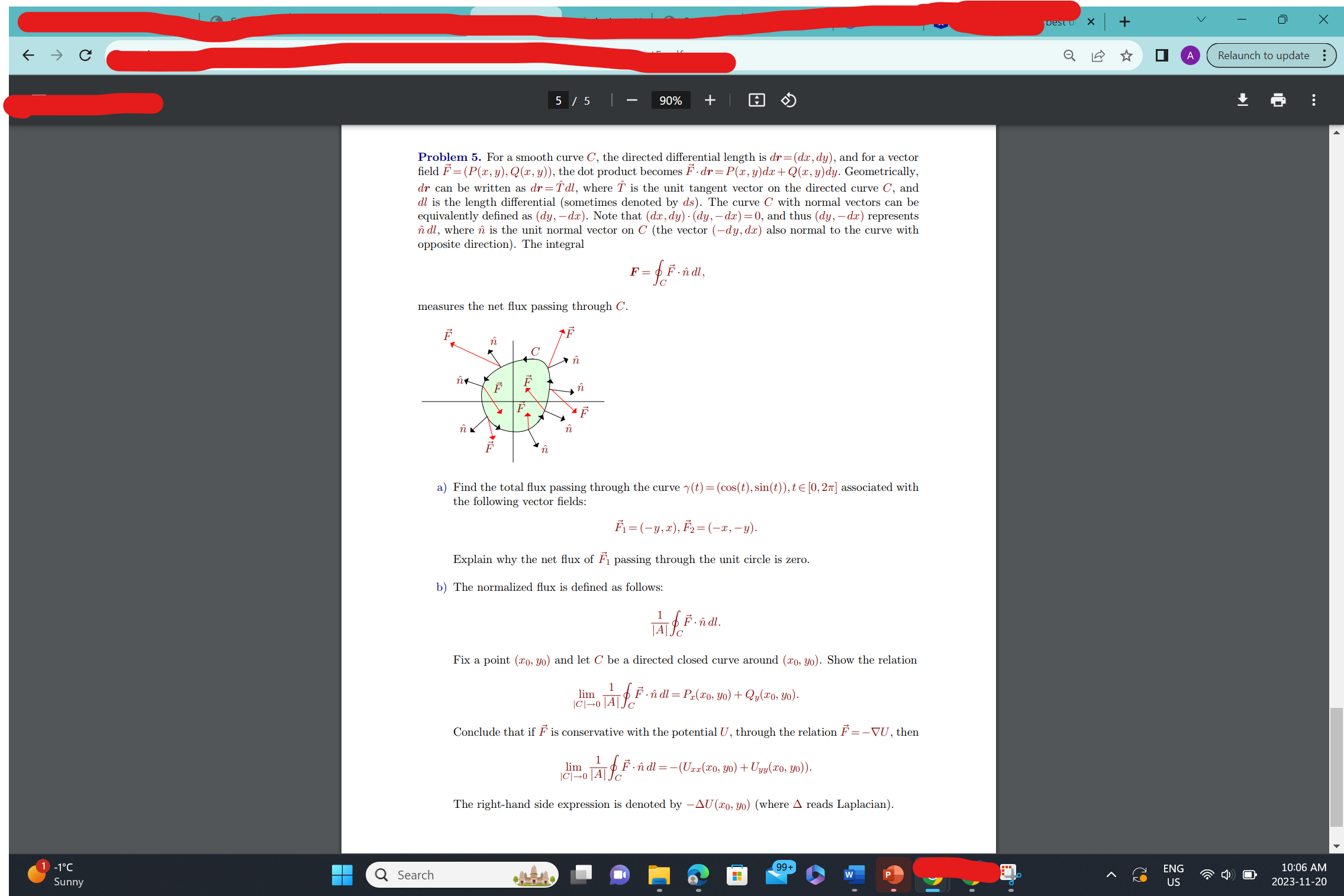 5 / 5 |- 90% Problem 5. For a smooth curve C,