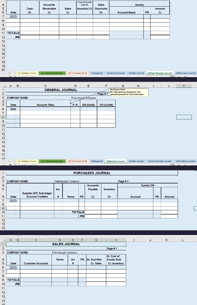 Required: Eelow are the transactionis for March 2023, for The Petersburg