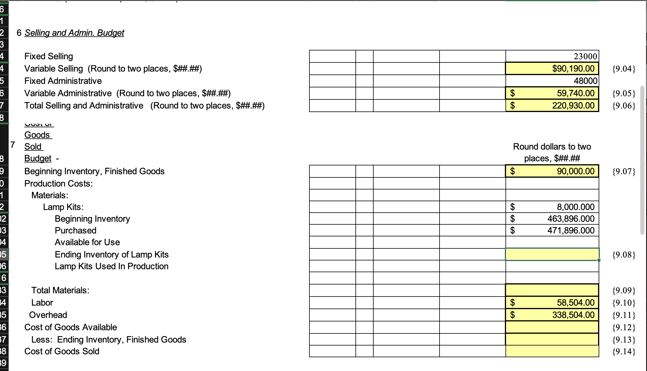  Steps for...p6 Selling and Admin. Budget Fixed Selling Variable Selling (Round