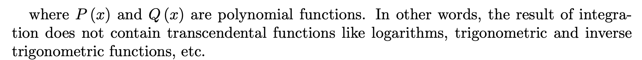 the statement that the following integral is a rational function means: ax2