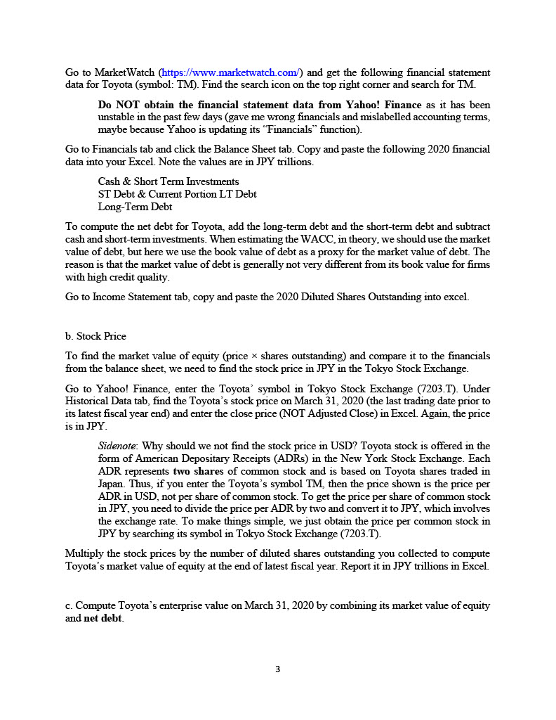 for Toyota from Yahoo! Finance (https://finance.yahoo.com/). On the middle right of the
