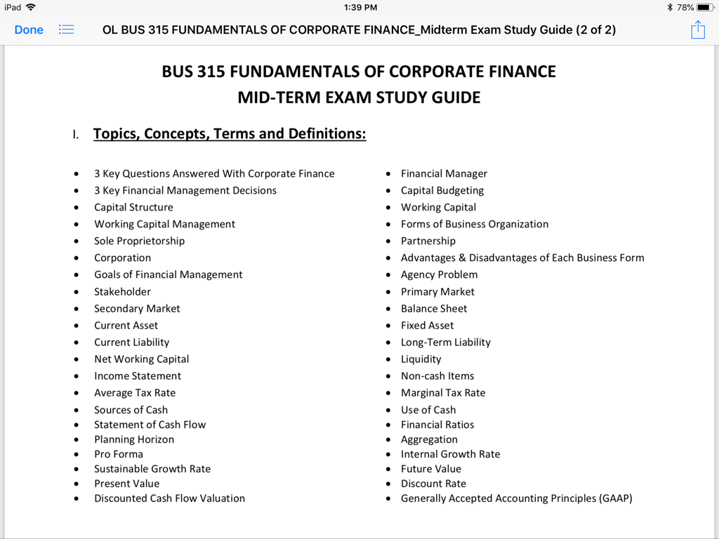 I O O C O C 0...... 0L BUS 315 FUNDAMENTALS OF