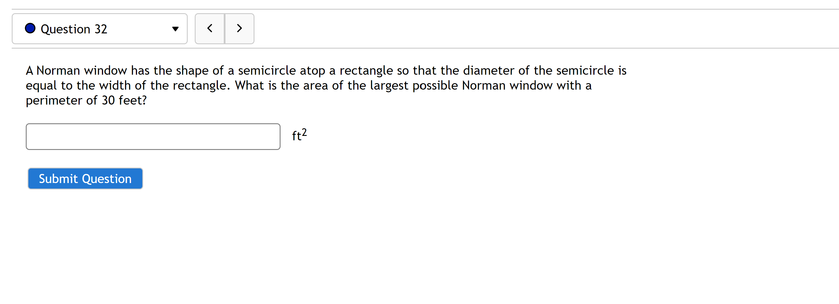 What is the area of the largest possible Norman window with a