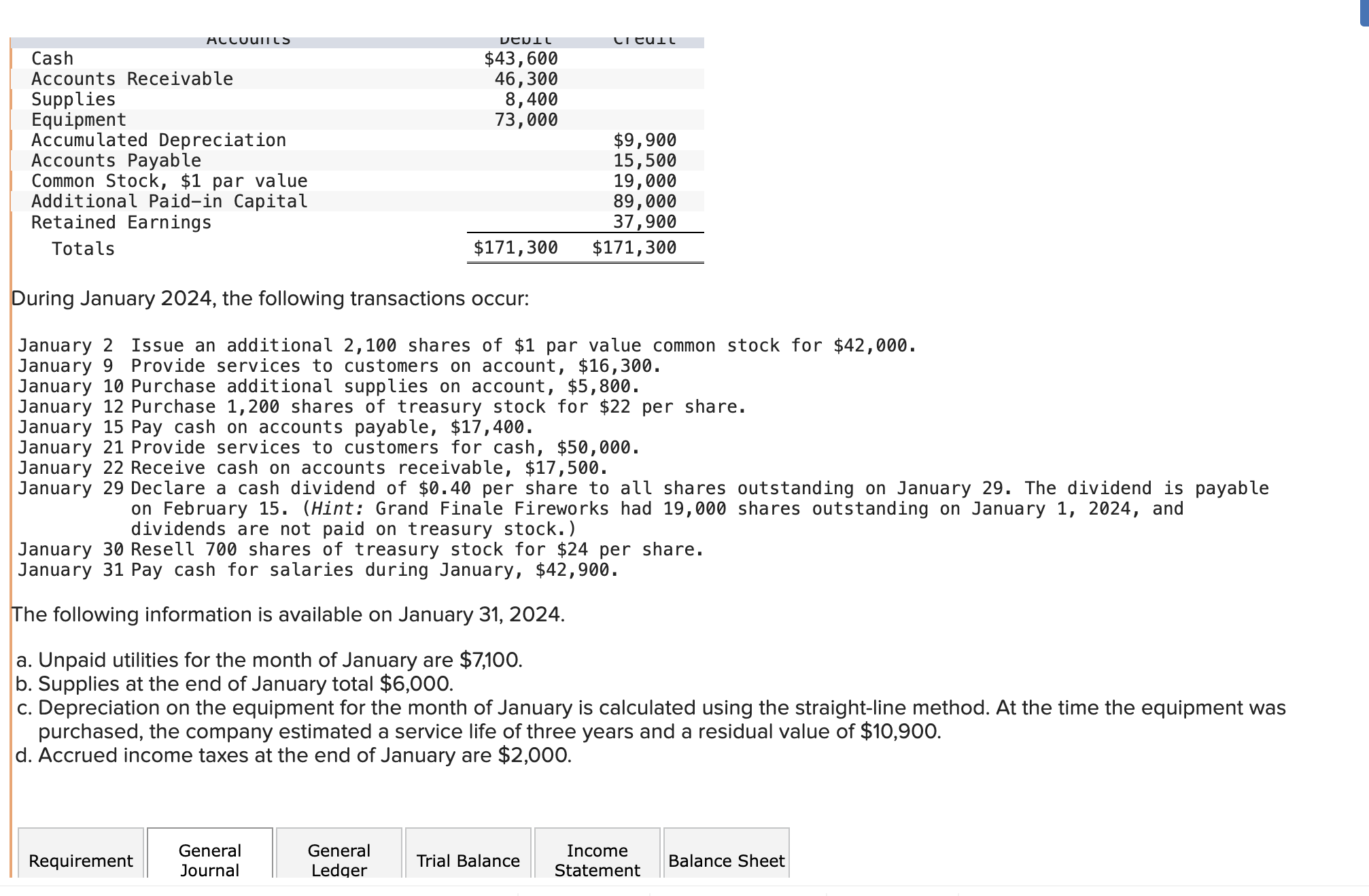  Exercise 10-20(Algo) Complete the accounting cycle using stockholders' equity transactions (LO10-2,10-4,10-5,10-8)(GL)