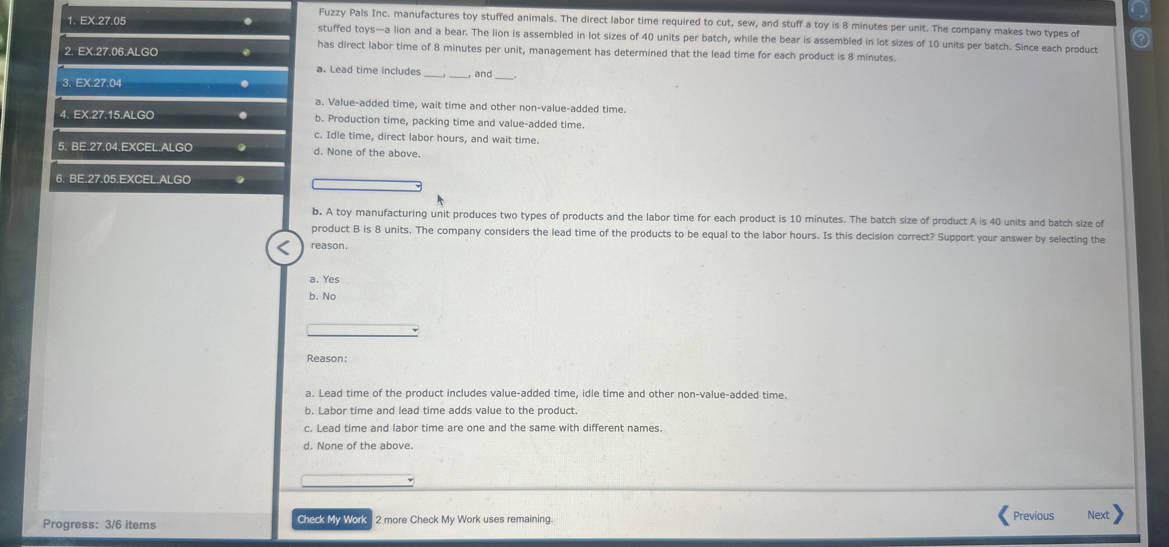 time required to cut, sew, and stuff a toy is 8 minutes